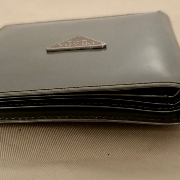 Prada Silver Bi-Fold Wallet Saffiano metallic leather.  Hard color to find. - Picture 9 of 14